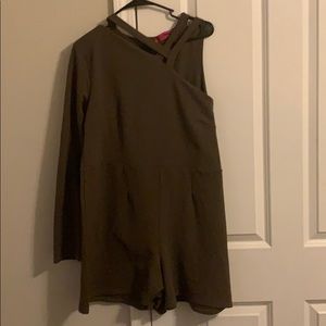 Dark green/ olive cutout playsuit